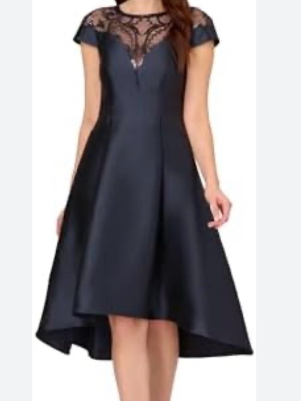 NWT Adrianna Papell Blue Studio Mikado High Low Dress with Sequin Top Sz 12